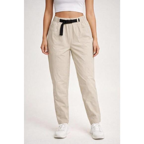 Halara Pants - NWT Halara Women's Beige Casual Pants with Black Belt Size Medium